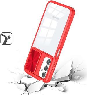 HD Transparent Case with Camera Privacy Cover for Samsung Galaxy A14 5G - Red