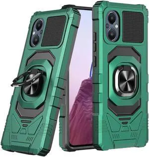 Robotic Series Dual Layer Hybrid Case with Ring Stent Finger Loop for OnePlus Nord N20 5G - Green