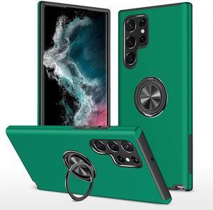 360 Rotating Ring Grip Hybrid Case for Samsung Galaxy S23 Ultra - Green
