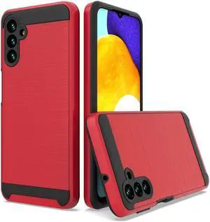 Brushed Textured Hybrid Armor Case for Samsung Galaxy A13 5G - Red