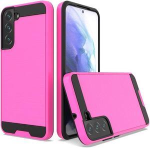 Brushed Textured Hybrid Armor Case for Samsung Galaxy S22 Plus 5G - Hot Pink