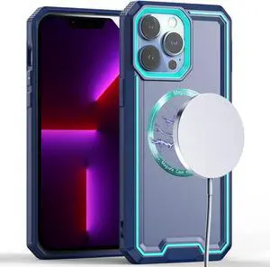 MagSafe Compatible TUFF Rank Hybrid Armor Case for iPhone 14 Pro Max - Blue