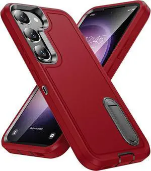 Military Grade TUFF Hybrid Armor Case with Kickstand for Samsung Galaxy S23 - Red