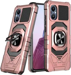 Robotic Series Dual Layer Hybrid Case with Ring Stent Finger Loop for OnePlus Nord N20 5G - Rose Gold