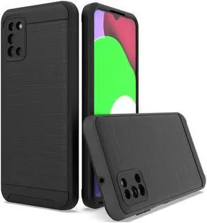 Brushed Textured Hybrid Armor Case for Samsung Galaxy A03s - Black