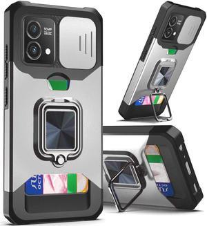 Military Grade All-In-One Ring Stand Card Case for Motorola Moto G Power 5G 2023 - Silver