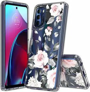 Tough Shield Snap-on Transparent Case for Motorola Moto G Stylus 5G 2022 - Pink Roses