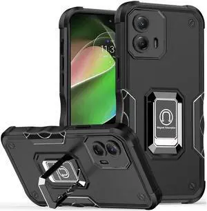 Military Grade Shockproof Hybrid Armor Case with Ring Grip for Motorola Moto G 5G 2023 - Black