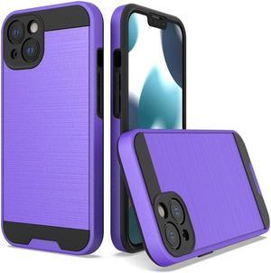 Brushed Metal Texture Hybrid Armor Case for iPhone 13  Purple