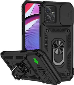 Military Grade Hybrid Case with Ring Grip and Camera Lens Protector for Motorola Moto G Power 5G 2023 - Black