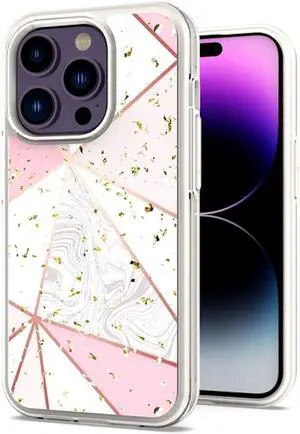 Karat Series Hybrid Case for iPhone 14 Plus - Marble Pink White