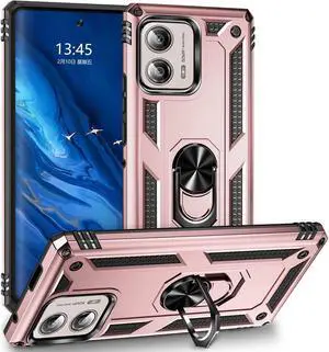Military Grade Hybrid Case with Ring Grip for Motorola Edge+ 2023 - Rose Gold