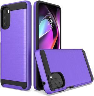 Brushed Textured Hybrid Armor Case for Motorola Moto G 5G 2022 - Purple