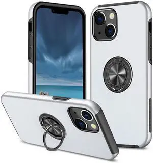 360 Rotating Ring Grip Hybrid Case for iPhone 14 Plus - Silver