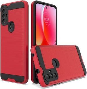 Brushed Textured Hybrid Armor Case for Motorola Moto G Power 2022 - Red