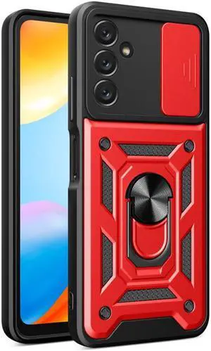 Elite Series Hybrid Case with Ring Grip and Camera Lens Cover for Samsung Galaxy A15 5G - Red