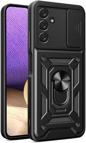 Elite Series Hybrid Case with Ring Grip and Camera Lens Cover for Samsung Galaxy A15 5G - Black