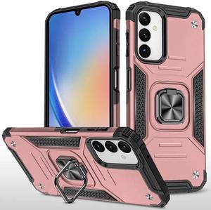 Military Grade Robust Series Dual Layer Hybrid Case with Ring Grip for Samsung Galaxy A15 5G - Rose Gold