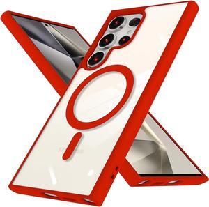 Acrylic Transparent Case with MagSafe Magnetic Ring for Samsung Galaxy S24 Ultra - Red