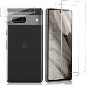 2+2 Combo Pack 2-Pack Tempered Glass Screen Protector + 2-Pack Camera Lens Protector for Google Pixel 7a