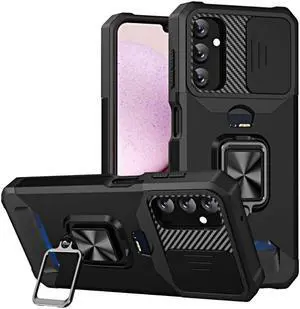 Military Grade All-In-One Ring Stand Card Case for Samsung Galaxy A15 5G - Black
