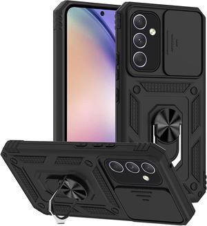 Military Grade Hybrid Case with Ring Grip and Camera Lens Protector for Samsung Galaxy A15 5G - Black