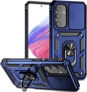 Military Grade Hybrid Case with Ring Grip and Camera Lens Protector for Samsung Galaxy A15 5G - Blue