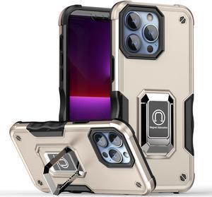 Military Grade Shockproof Hybrid Armor Case with Ring Grip for iPhone 15 - Gold