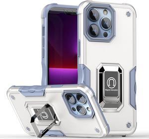 Military Grade Shockproof Hybrid Armor Case with Ring Grip for iPhone 15 - White