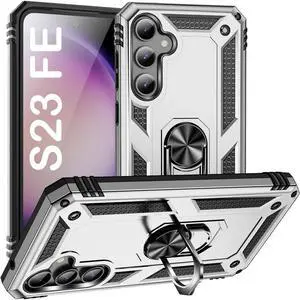 Military Grade Hybrid Case with Ring Grip for Samsung Galaxy S23 FE - Silver