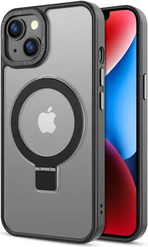 MagSafe Compatible Shade Series Hybrid Case with Kickstand Ring Holder for iPhone 14 Plus - Black