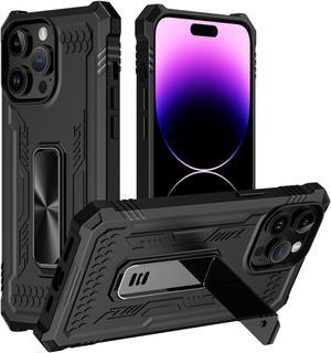 Military Grade Hybrid Case with Kickstand for iPhone 15 Plus - Black