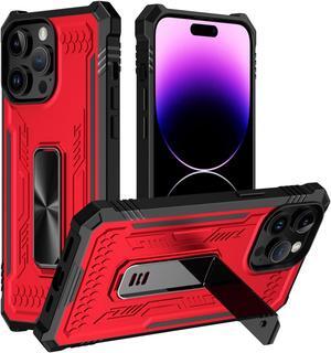 Military Grade Hybrid Case with Kickstand for iPhone 15 Plus - Red