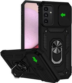 Military Grade Hybrid Case with Ring Grip and Camera Lens Protector for Samsung Galaxy A14 5G - Black