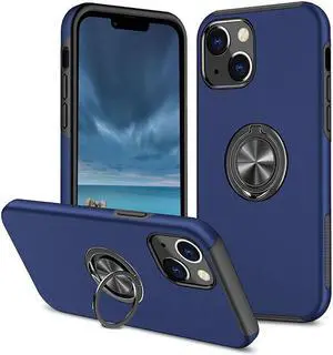 360 Rotating Ring Grip Hybrid Case for iPhone 15 Plus - Blue