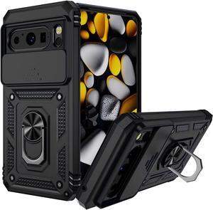 Military Grade Hybrid Case with Ring Grip and Camera Lens Protector for Google Pixel 8 Pro - Black