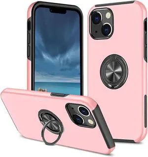 360 Rotating Ring Grip Hybrid Case for iPhone 15 Plus - Pink