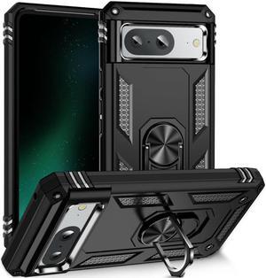 Military Grade Hybrid Case with Ring Grip for Google Pixel 8 - Black