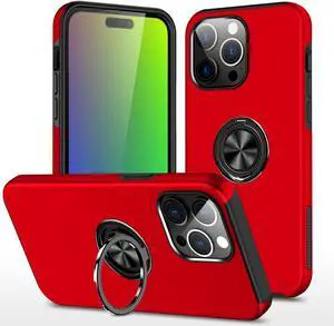360 Rotating Ring Grip Hybrid Case for iPhone 15 Pro Max - Red