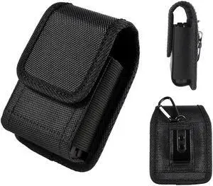 Ballistic Nylon Belt Pouch with Carabiner Clip for Samsung Galaxy Z Flip 5 / 4 / 3 - Black