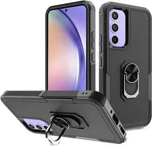 Military Grade TUFF Shockproof Hybrid Case with Ring Grip for Samsung Galaxy S23 FE - Black