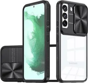 HD Transparent Case with Camera Privacy Cover for Samsung Galaxy S23 FE - Black