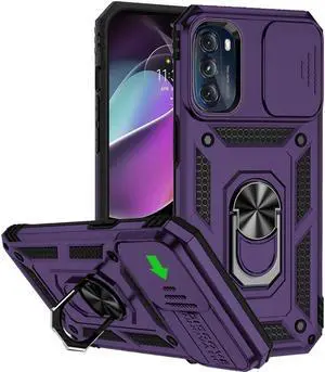 Elite Series Hybrid Case with Ring Holder and Camera Lens Cover for Motorola Moto G 5G 2022 - Purple