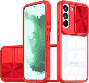 HD Transparent Case with Camera Privacy Cover for Samsung Galaxy S23 FE - Red