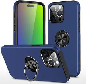 360 Rotating Ring Grip Hybrid Case for iPhone 15 Pro - Blue