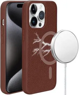 Luxury Leather Hybrid Case with MagSafe for iPhone 12 / iPhone 12 Pro - Brown