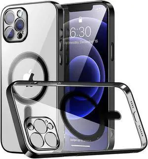 MagSafe Compatible Electroplated Transparent TPU Case for iPhone 15 Pro - Black