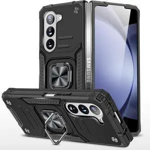 Robust Series Dual Layer Hybrid Case with Ring Grip for Samsung Galaxy Z Fold 5 - Black