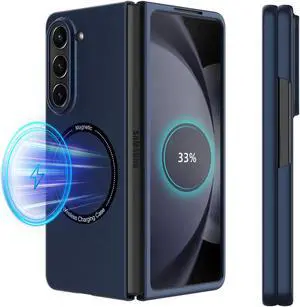 Slim Protective Cover with MagSafe Magnetic Ring for Samsung Galaxy Z Fold 5 - Blue