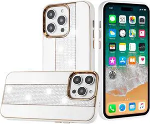 Luxury Crystal Leather Hybrid Case for iPhone 13 Pro Max - White